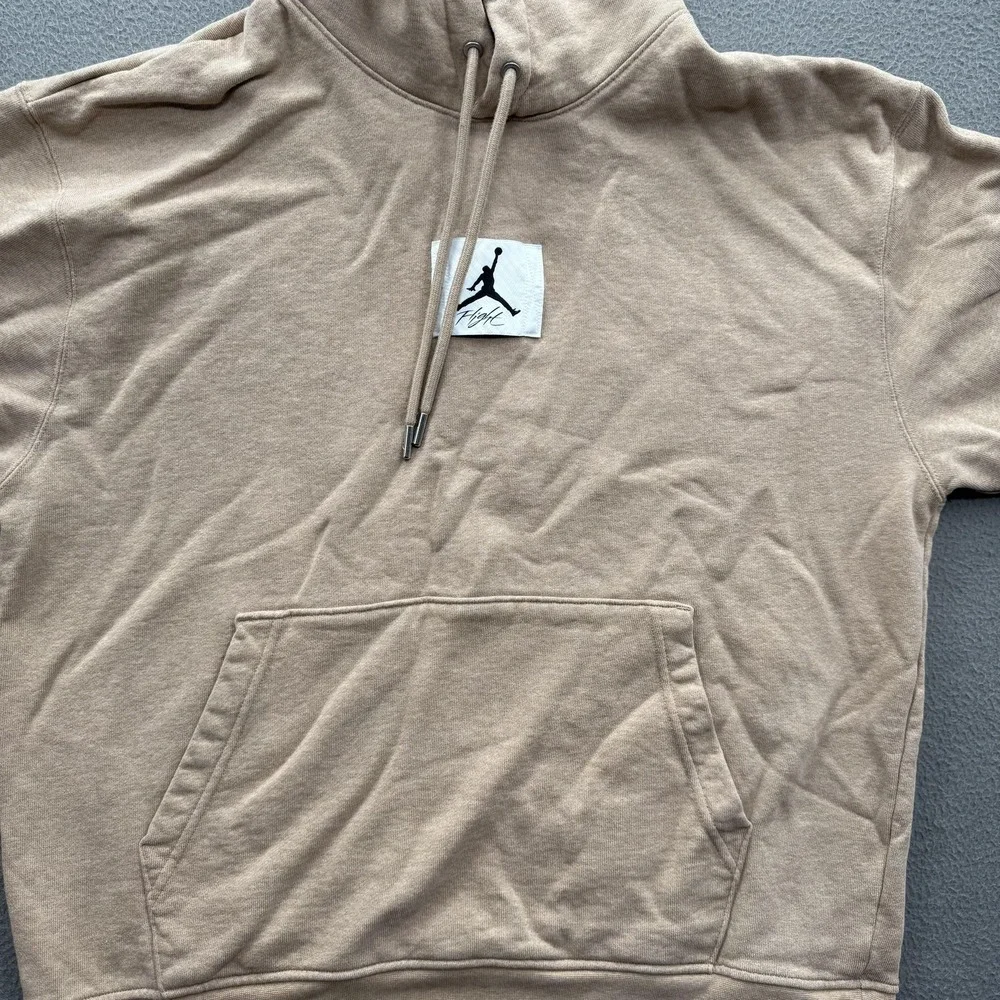 Jordan Hoodie Mens Large Beige‎ Cotton Fleece Pullover Sweatshirt Jumpman Logo